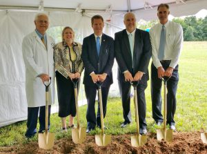 Gastrointestinal Associates (GIA), Realty Trust Group (RTG) and elected officials in attendance broke ground on July 2 to start building a $15 million GIA facility at the Dowell Spring business park. Pictured from left to right: GIA founder Dr. Bergein “Gene” Overholt; state Sen. Becky Duncan Massey; Knox County Mayor Tim Burchett; GIA CEO Jeff Dew; and RTG President Greg Gheen.